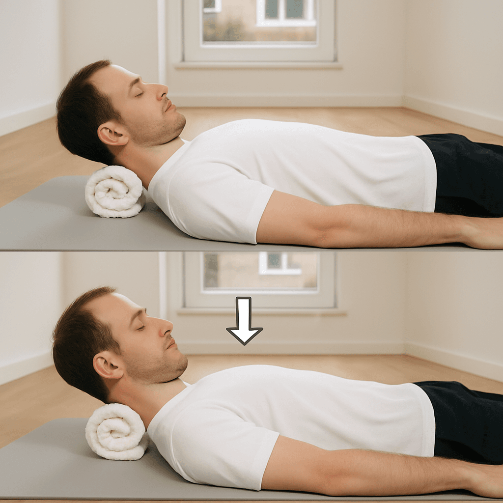 Cervical Chin Tuck - Supine With Towel