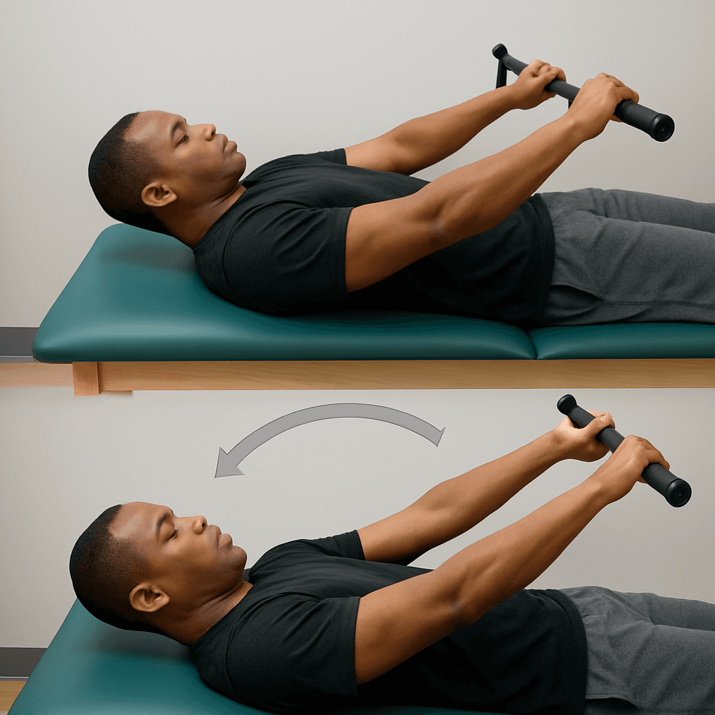 Shoulder Flexion  Aarom - Supine - Cane