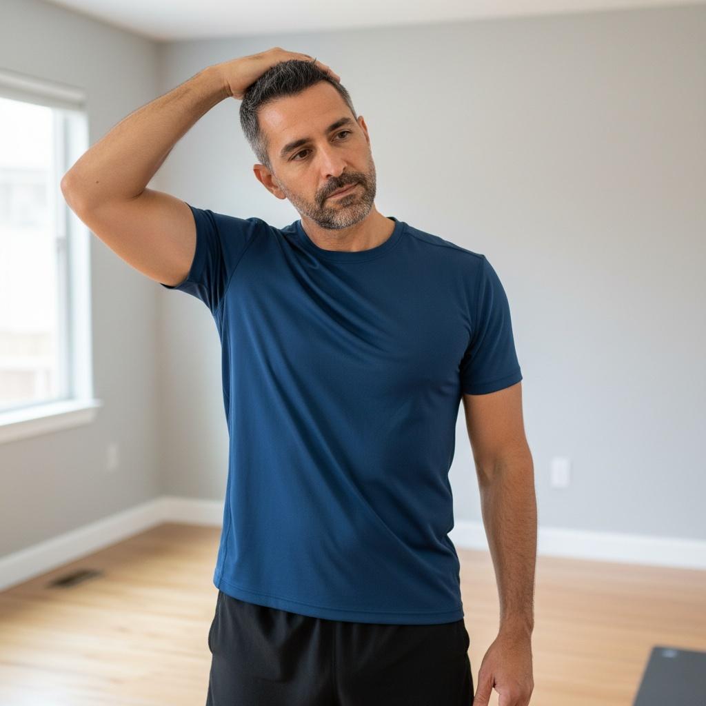 Upper Trap Stretch With Hand On Head