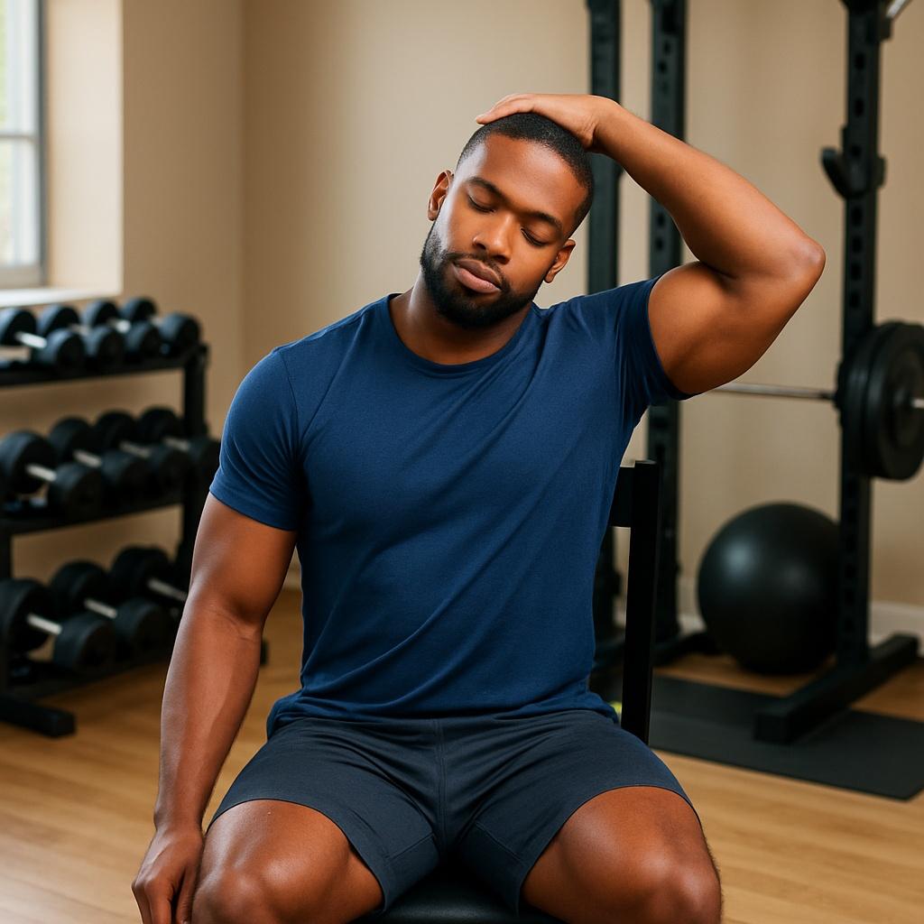 Upper Trap Stretch While Holding Chair And Head